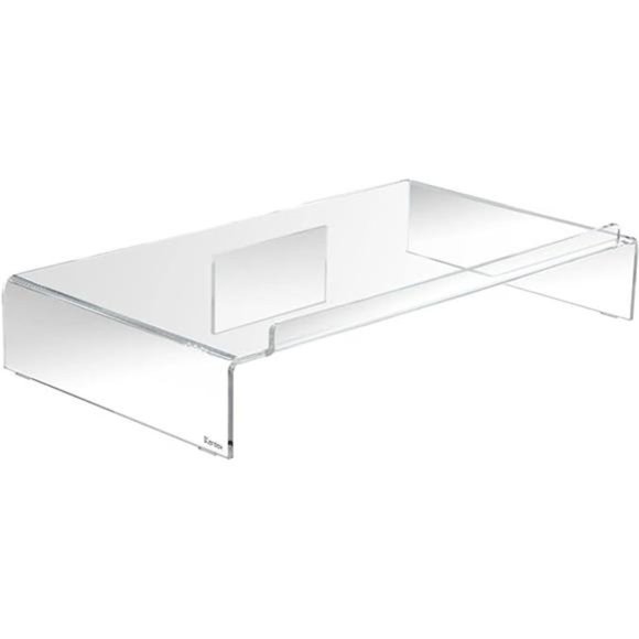 Acrylic Computer Monitor Stand w/ Keyboard Storage, 21.25" x 11.9" x 3.4", Clear - Picture 6 of 6